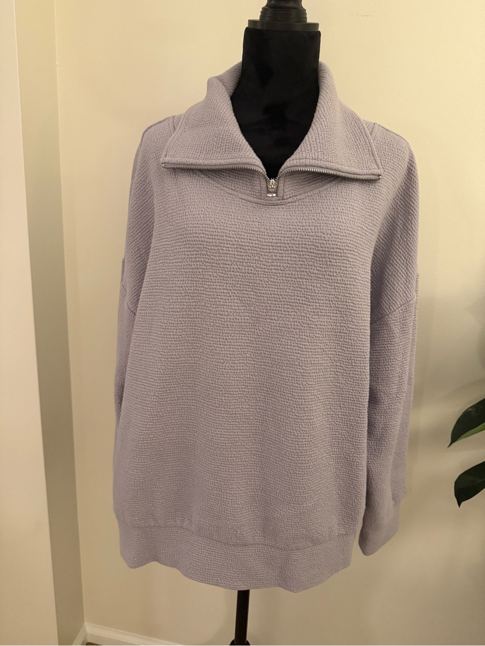 Calia Lavender Textured 1/4 Zip Sweater